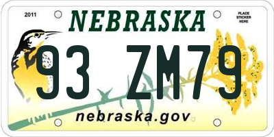 NE license plate 93ZM79
