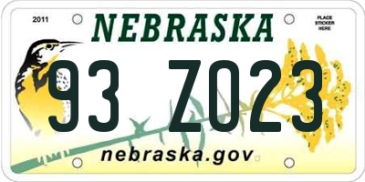 NE license plate 93ZO23
