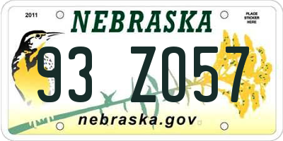 NE license plate 93ZO57