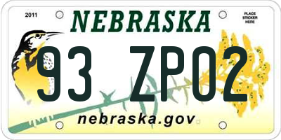 NE license plate 93ZP02