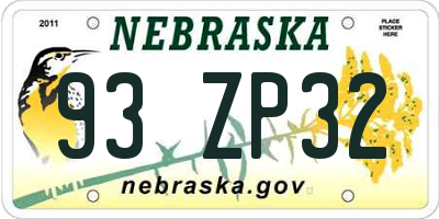 NE license plate 93ZP32
