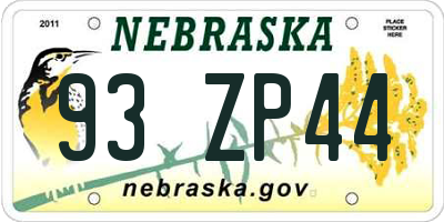 NE license plate 93ZP44