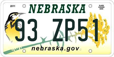 NE license plate 93ZP51
