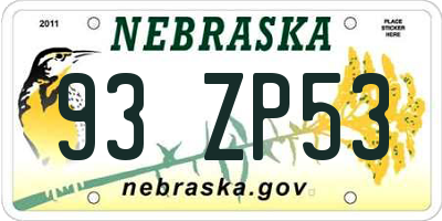 NE license plate 93ZP53
