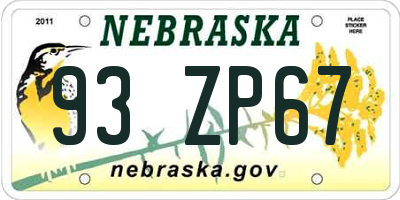 NE license plate 93ZP67