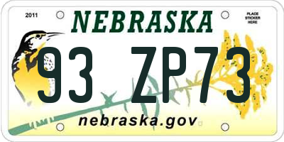 NE license plate 93ZP73