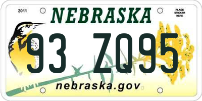 NE license plate 93ZQ95