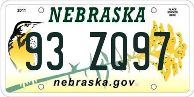 NE license plate 93ZQ97