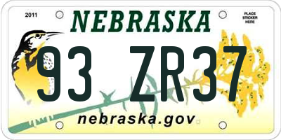NE license plate 93ZR37
