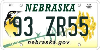 NE license plate 93ZR55