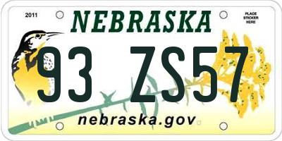 NE license plate 93ZS57