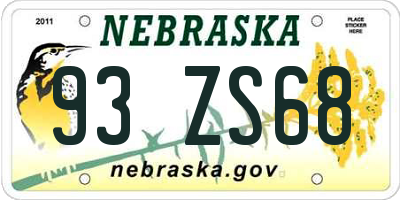 NE license plate 93ZS68