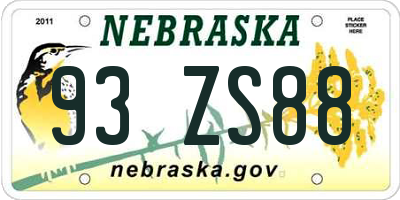 NE license plate 93ZS88