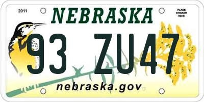 NE license plate 93ZU47
