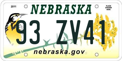 NE license plate 93ZV41
