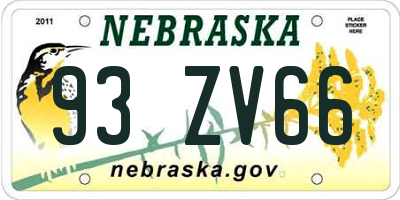 NE license plate 93ZV66