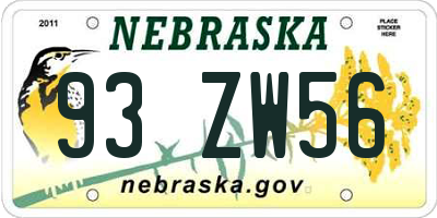 NE license plate 93ZW56