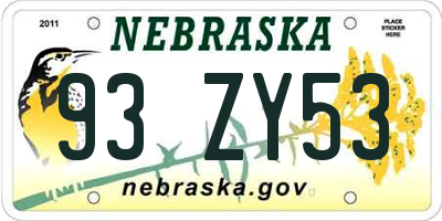 NE license plate 93ZY53