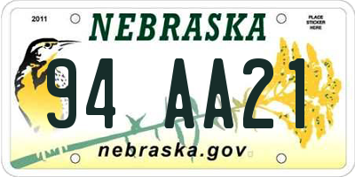 NE license plate 94AA21