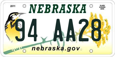 NE license plate 94AA28