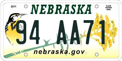NE license plate 94AA71