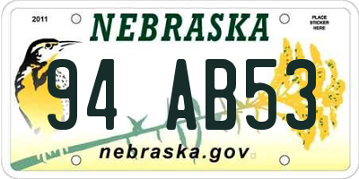 NE license plate 94AB53