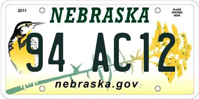 NE license plate 94AC12