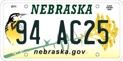 NE license plate 94AC25