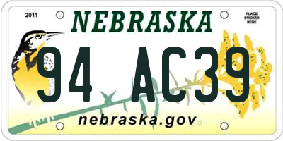 NE license plate 94AC39