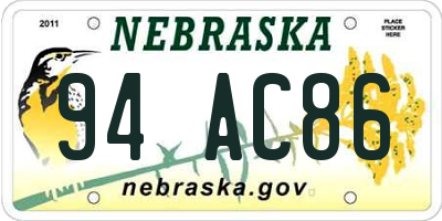 NE license plate 94AC86