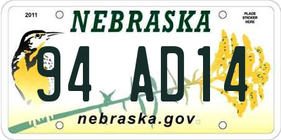 NE license plate 94AD14