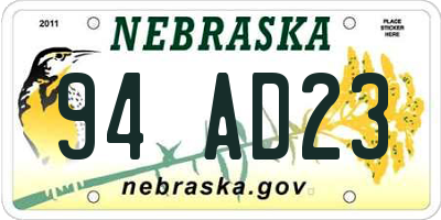 NE license plate 94AD23