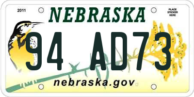 NE license plate 94AD73