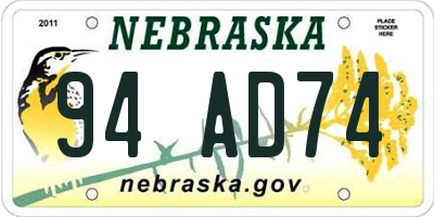 NE license plate 94AD74