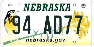 NE license plate 94AD77