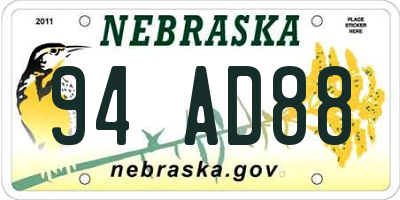 NE license plate 94AD88
