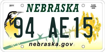 NE license plate 94AE15