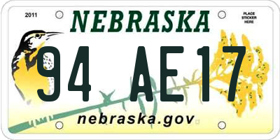 NE license plate 94AE17