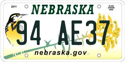 NE license plate 94AE37