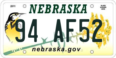 NE license plate 94AF52