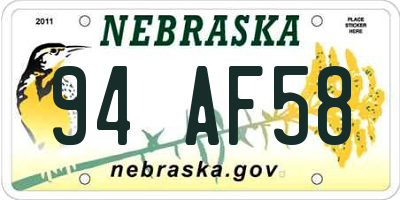 NE license plate 94AF58