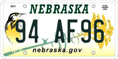 NE license plate 94AF96