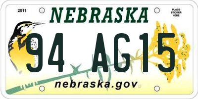 NE license plate 94AG15