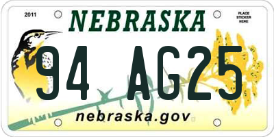 NE license plate 94AG25