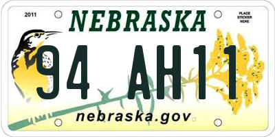 NE license plate 94AH11