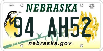 NE license plate 94AH52