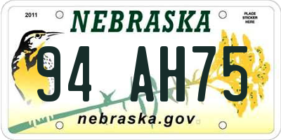 NE license plate 94AH75