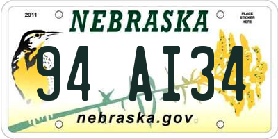 NE license plate 94AI34
