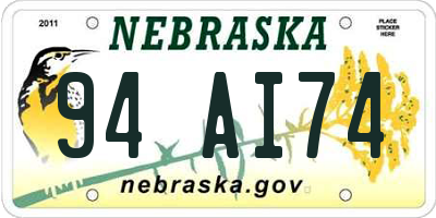 NE license plate 94AI74