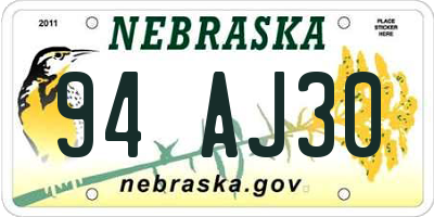 NE license plate 94AJ30